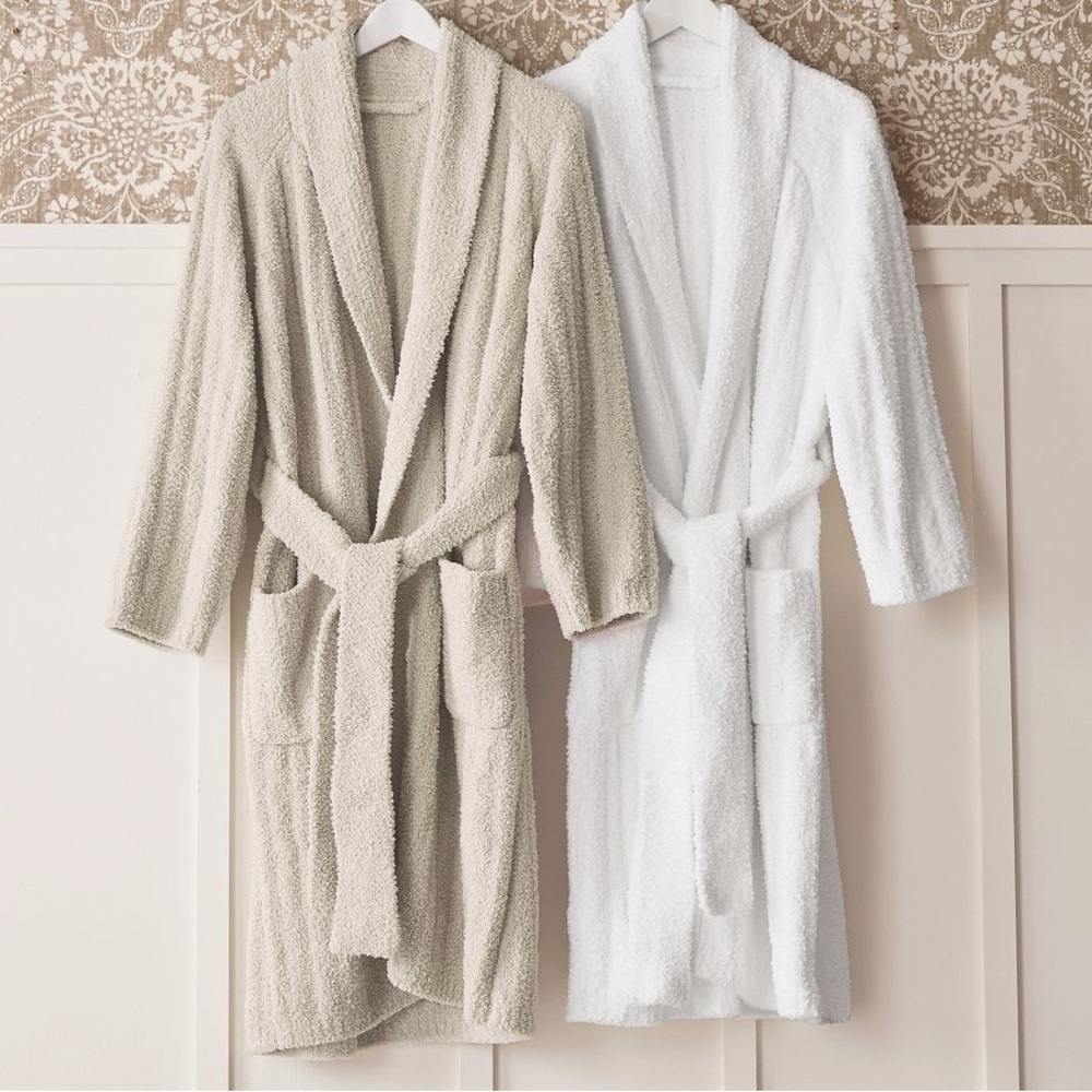 Pottery Barn Cozy Ribbed Robe - Cream